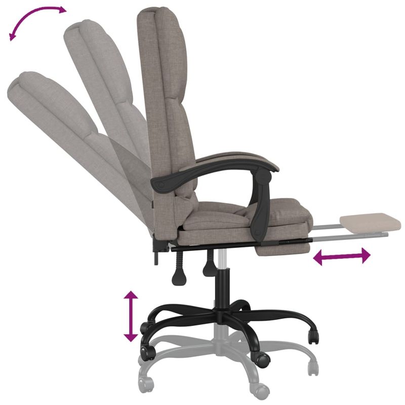 Casa si Gradina - Mobilier - Scaune si fotolii - Scaune - Scaun de birou rabatabil cu masaj, gri taupe, textil - Infinity.ro