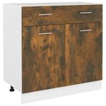Casa si Gradina - Mobilier - Comode si corpuri - Corpuri bucatarie - Dulap inferior de chiuveta, stejar fumuriu, 80x46x81,5 cm, lemn, model 1x dulap inferior (2 uși 2 sertare) 80 cm - Infinity.ro