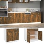 Casa si Gradina - Mobilier - Comode si corpuri - Corpuri bucatarie - Dulap inferior de chiuveta, stejar fumuriu, 80x46x81,5 cm, lemn, model 1x dulap inferior (2 uși 2 sertare) 80 cm - Infinity.ro