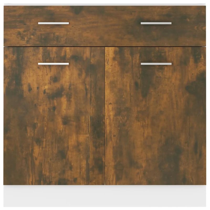 Casa si Gradina - Mobilier - Comode si corpuri - Corpuri bucatarie - Dulap inferior de chiuveta, stejar fumuriu, 80x46x81,5 cm, lemn, model 1x dulap inferior (2 uși 2 sertare) 80 cm - Infinity.ro