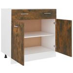Casa si Gradina - Mobilier - Comode si corpuri - Corpuri bucatarie - Dulap inferior de chiuveta, stejar fumuriu, 80x46x81,5 cm, lemn, model 1x dulap inferior (2 uși 2 sertare) 80 cm - Infinity.ro