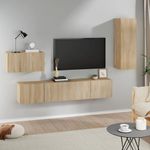 Casa si Gradina - Mobilier - Seturi de mobilier - Seturi living - Set dulap TV, 4 piese, stejar sonoma, lemn prelucrat - Infinity.ro