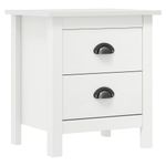 Casa si Gradina - Mobilier - Comode si corpuri - Noptiere - Noptiera Hill, 2 buc., alb, 46x35x49,5 cm, lemn masiv pin - Infinity.ro