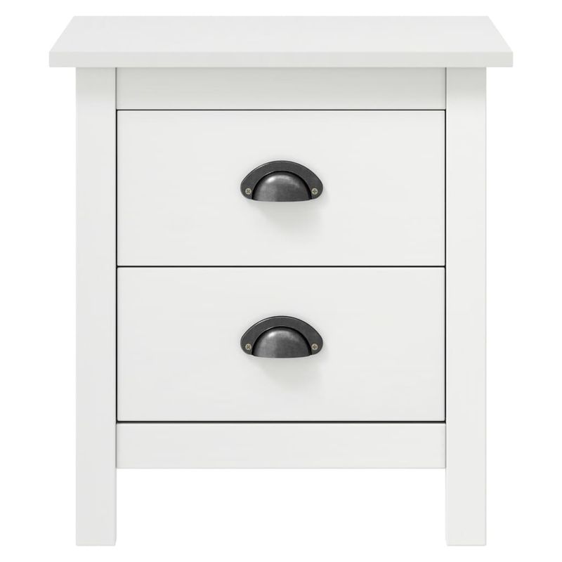 Casa si Gradina - Mobilier - Comode si corpuri - Noptiere - Noptiera Hill, 2 buc., alb, 46x35x49,5 cm, lemn masiv pin - Infinity.ro