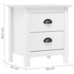 Casa si Gradina - Mobilier - Comode si corpuri - Noptiere - Noptiera Hill, 2 buc., alb, 46x35x49,5 cm, lemn masiv pin - Infinity.ro