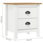 Casa si Gradina - Mobilier - Comode si corpuri - Noptiere - Noptiera Hill, 2 buc., alb, 46x35x49,5 cm, lemn masiv de pin - Infinity.ro