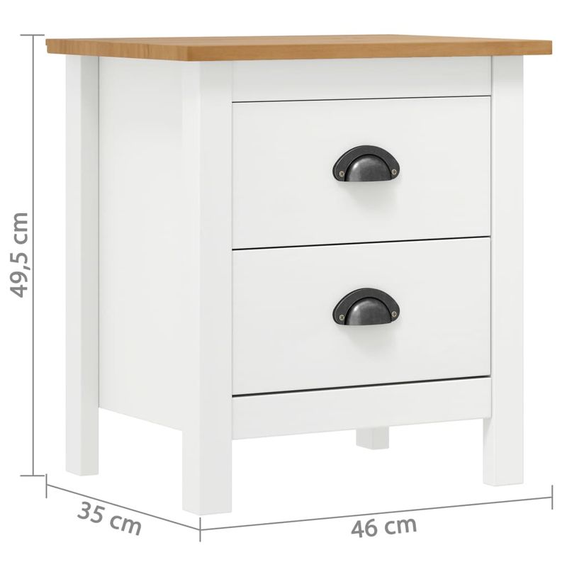 Casa si Gradina - Mobilier - Comode si corpuri - Noptiere - Noptiera Hill, 2 buc., alb, 46x35x49,5 cm, lemn masiv de pin - Infinity.ro