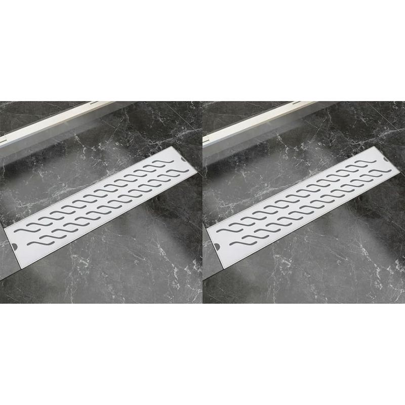 Casa si Gradina - Constructii - Materiale constructii - Sisteme de scurgere - Rigola liniara dus 2 buc, 530x140 mm, valuri, otel inoxidabil - Infinity.ro