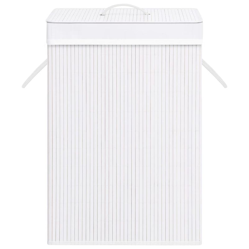 Market - Spalare si intretinere rufe - Uscatoare de rufe si accesorii - Cos de rufe din bambus cu 2 sectiuni, alb, 72 L - Infinity.ro