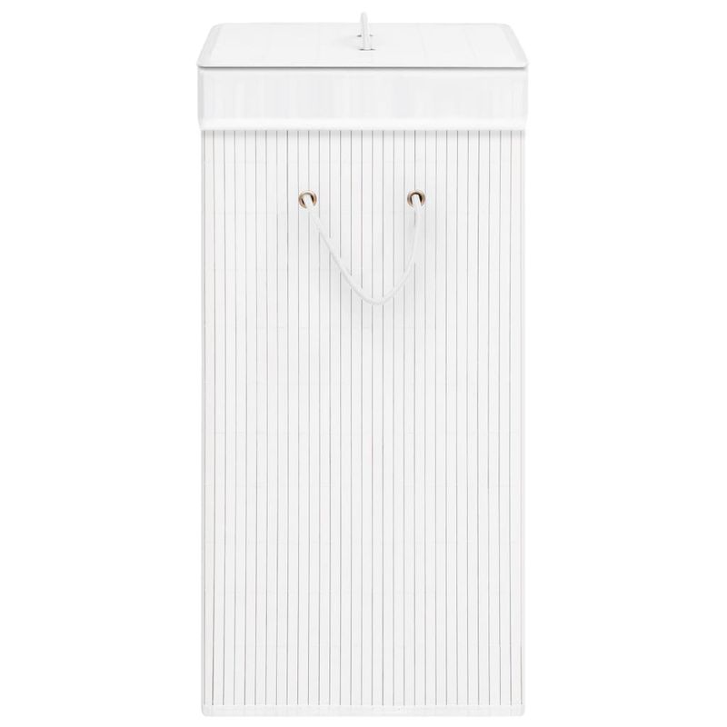 Market - Spalare si intretinere rufe - Uscatoare de rufe si accesorii - Cos de rufe din bambus cu 2 sectiuni, alb, 72 L - Infinity.ro