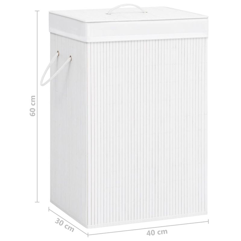 Market - Spalare si intretinere rufe - Uscatoare de rufe si accesorii - Cos de rufe din bambus cu 2 sectiuni, alb, 72 L - Infinity.ro