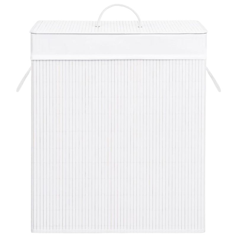 Casa si Gradina - Sanitare - Suporturi si accesorii baie - Accesorii baie - Cos de rufe din bambus cu 2 sectiuni, alb, 100 L - Infinity.ro