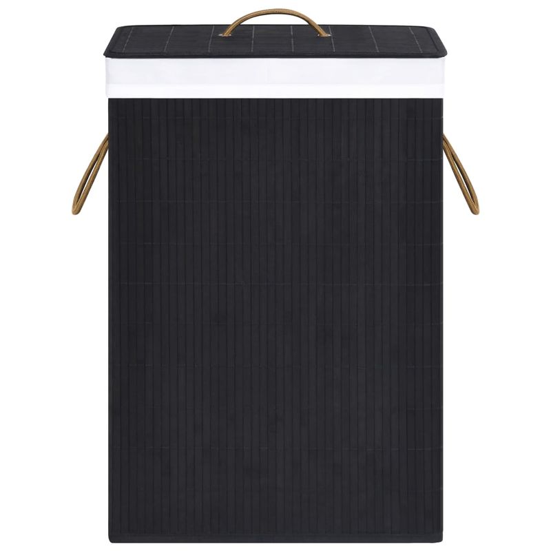 Casa si Gradina - Sanitare - Suporturi si accesorii baie - Accesorii baie - Cos de rufe din bambus cu 2 sectiuni, negru, 72 L - Infinity.ro