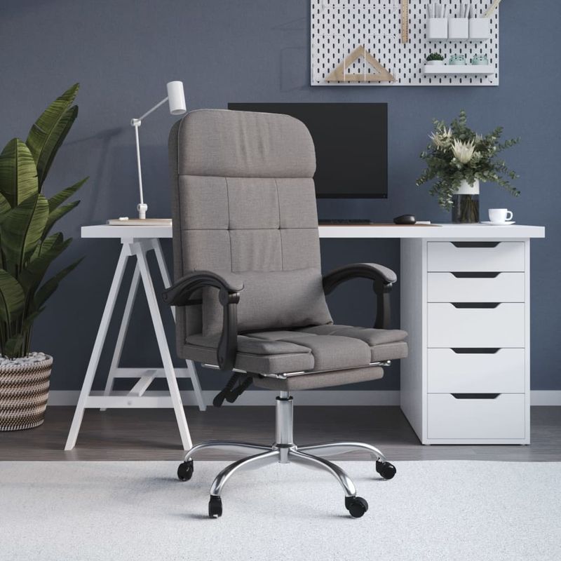 Casa si Gradina - Mobilier - Scaune si fotolii - Scaune - Scaun de birou rabatabil cu masaj, gri taupe, textil - Infinity.ro