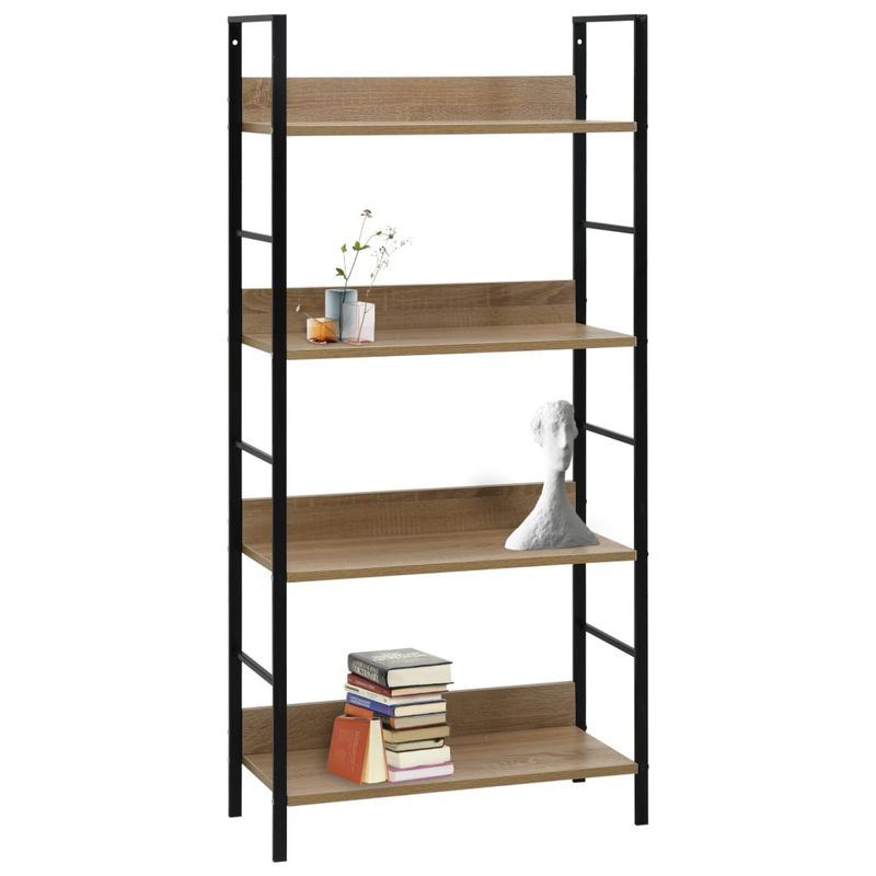 Casa si Gradina - Mobilier - Biblioteci si rafturi - Biblioteci - Etajera carti 3 rafturi, stejar, 60x27,6x124,5 cm lemn prelucrat, stejar și negru - Infinity.ro