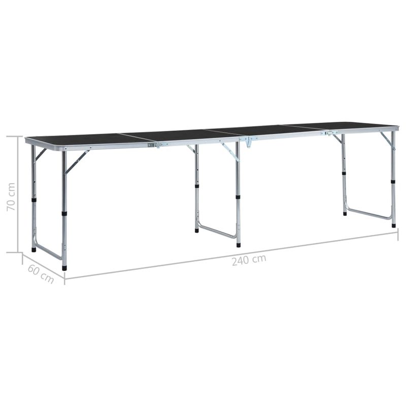 Sport si Outdoor - Camping - Mobilier pentru camping - Mese camping - Masa de camping pliabila, gri, 240 x 60 cm, aluminiu - Infinity.ro