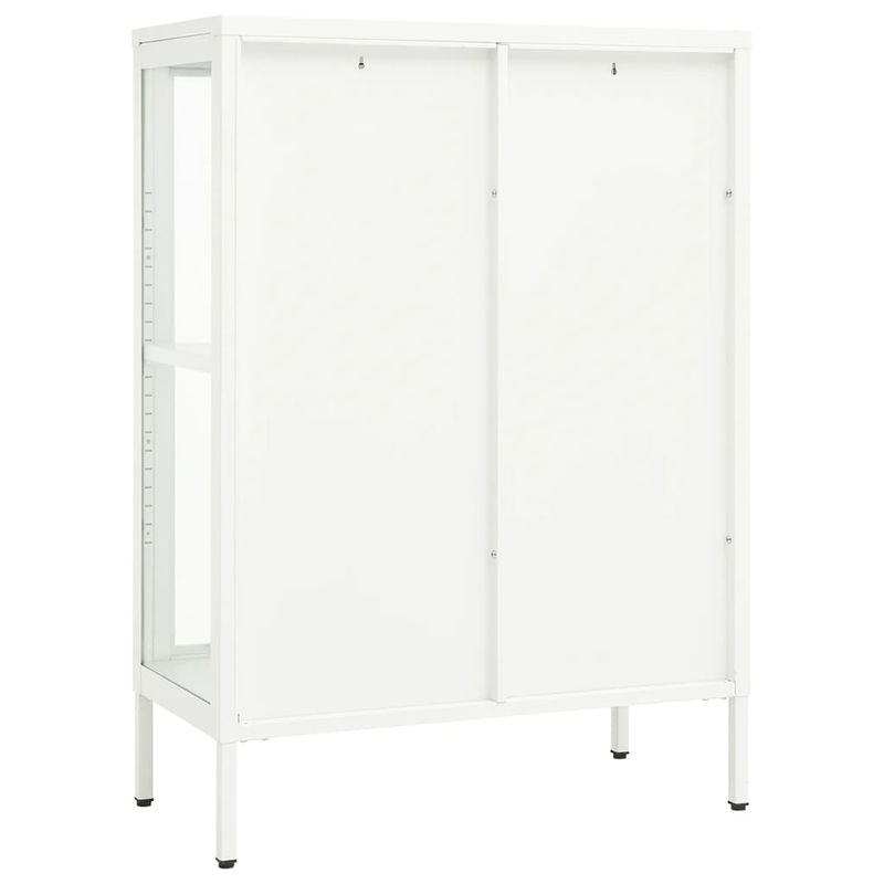 Casa si Gradina - Mobilier - Comode si corpuri - Comode - Servanta, alb, 75x35x105 cm, otel si sticla - Infinity.ro