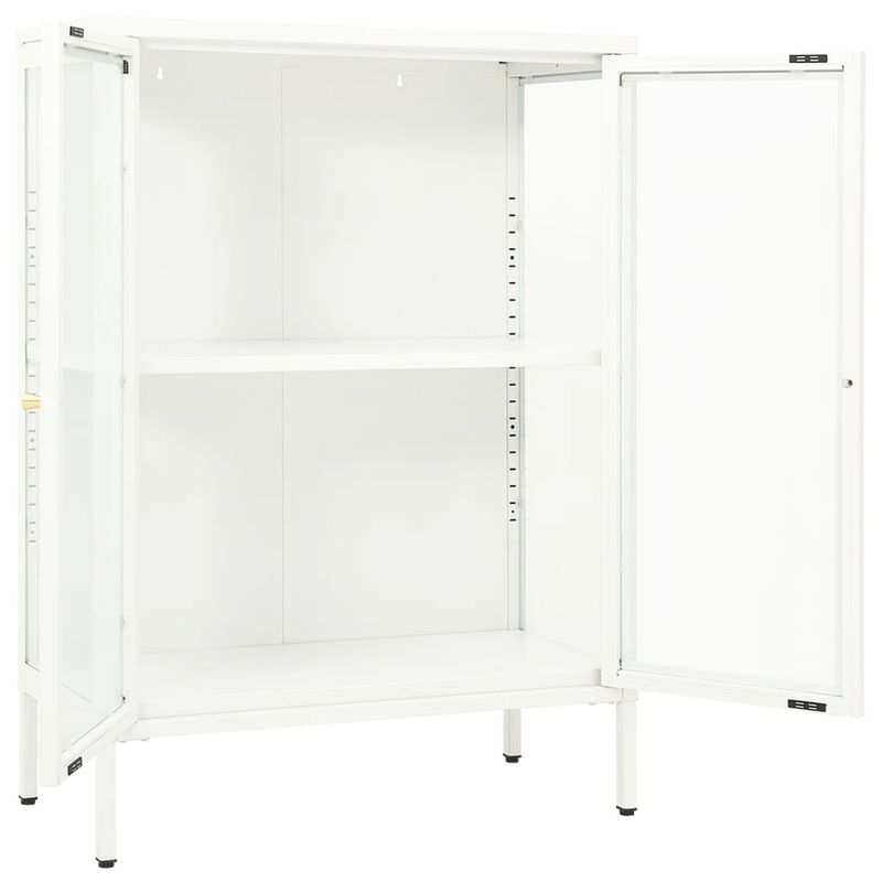 Casa si Gradina - Mobilier - Comode si corpuri - Comode - Servanta, alb, 75x35x105 cm, otel si sticla - Infinity.ro