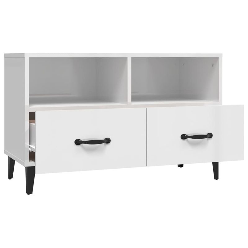 Casa si Gradina - Mobilier - Comode si corpuri - Comode - Comoda TV, alb extralucios, 80x36x50 cm, lemn prelucrat - Infinity.ro