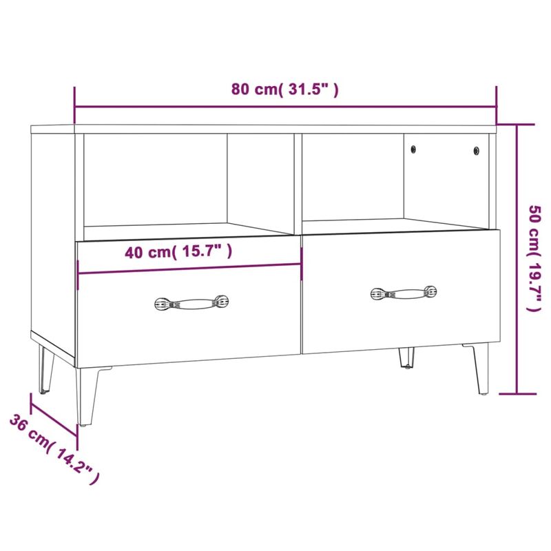 Casa si Gradina - Mobilier - Comode si corpuri - Comode - Comoda TV, alb extralucios, 80x36x50 cm, lemn prelucrat - Infinity.ro