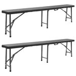 Casa si Gradina - Gradina si terasa - Mobilier exterior - Bancute de gradina - Banci de gradina pliabile, 2 buc., negru, 180 cm, HDPE - Infinity.ro