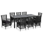 Casa si Gradina - Gradina si terasa - Mobilier exterior - Seturi mobila gradina - Set mobilier de exterior, 9 piese, negru, poliratan - Infinity.ro