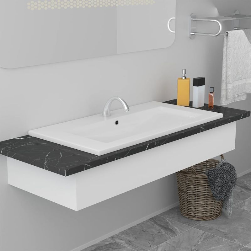 Casa si Gradina - Sanitare - Lavoar baie si accesorii - Lavoare si piedestale - Chiuveta incorporata, alb, 91 x 39,5 x 18,5 cm, ceramica - Infinity.ro