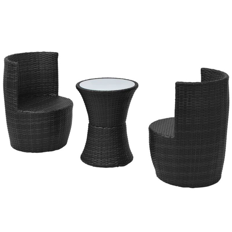 Casa si Gradina - Gradina si terasa - Mobilier exterior - Seturi mobila gradina - Set mobilier bistro cu perne, 3 piese, negru, poliratan - Infinity.ro