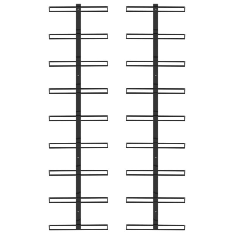 Casa si Gradina - Bucatarie si vesela - Accesorii bar - Carafe si decantoare - Suport sticle de vin de perete 18 sticle 2 buc. negru fier - Infinity.ro