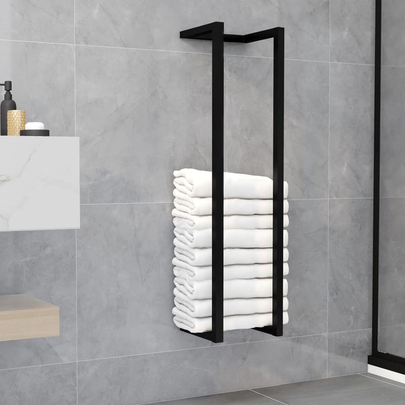 Casa si Gradina - Sanitare - Suporturi si accesorii baie - Suporturi baie - Suport de prosoape, negru, 25x20x95 cm, fier - Infinity.ro