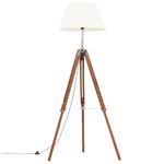Casa si Gradina - Corpuri si surse de iluminat - Veioze si lampi - Lampi de veghe - Lampa de podea trepied, maro miere si alb, 141 cm, lemn de tec - Infinity.ro