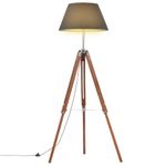 Casa si Gradina - Corpuri si surse de iluminat - Veioze si lampi - Lampi de veghe - Lampa de podea trepied maro miere si negru 141 cm lemn de tec - Infinity.ro