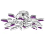 Casa si Gradina - Corpuri si surse de iluminat - Lustre si pendule - Lustra cu frunze cristal acrilic, alb/violet, pentru 3 becuri E14 - Infinity.ro
