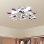 Casa si Gradina - Corpuri si surse de iluminat - Lustre si pendule - Lustra cu frunze cristal acrilic, alb/violet, pentru 3 becuri E14 - Infinity.ro