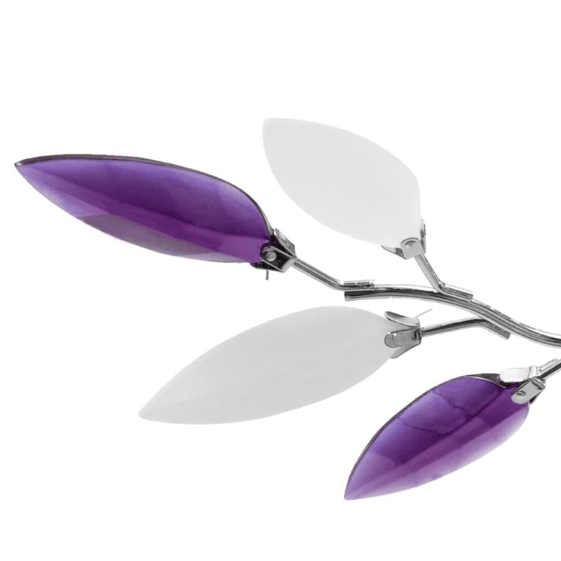 Casa si Gradina - Corpuri si surse de iluminat - Lustre si pendule - Lustra cu frunze cristal acrilic, alb/violet, pentru 3 becuri E14 - Infinity.ro
