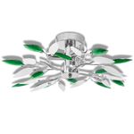 Casa si Gradina - Corpuri si surse de iluminat - Veioze si lampi - Lampadare - Lustra cu frunze cristal acrilic, alb/verde, pentru 3 becuri E14 - Infinity.ro