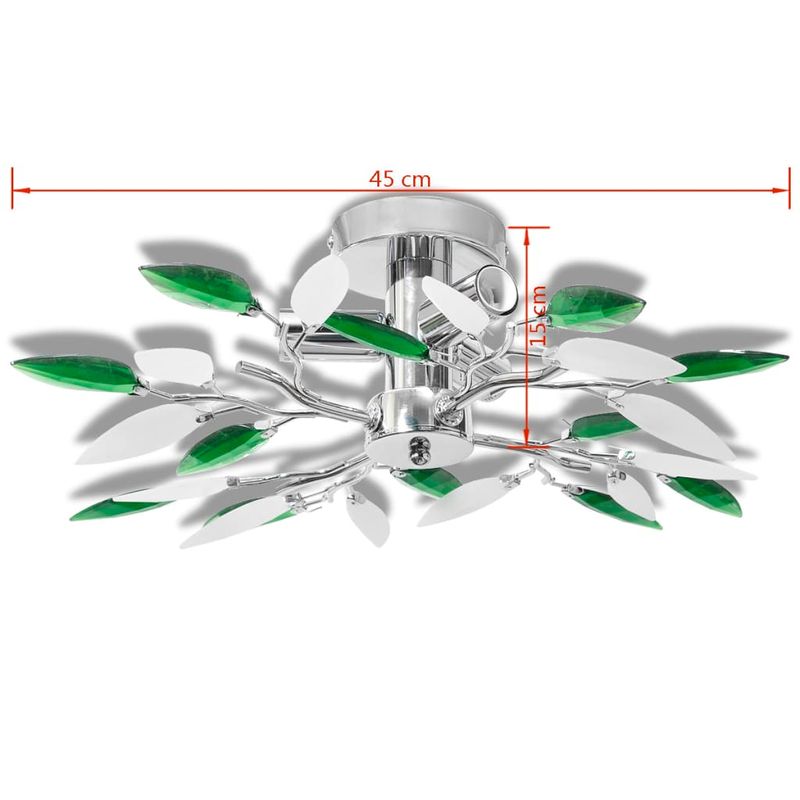 Casa si Gradina - Corpuri si surse de iluminat - Veioze si lampi - Lampadare - Lustra cu frunze cristal acrilic, alb/verde, pentru 3 becuri E14 - Infinity.ro