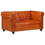 Casa si Gradina - Mobilier - Canapele si coltare - Canapele - Canapea chesterfield cu 2 locuri, aramiu, piele naturala - Infinity.ro