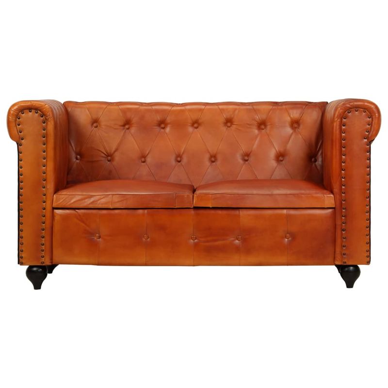 Casa si Gradina - Mobilier - Canapele si coltare - Canapele - Canapea chesterfield cu 2 locuri, aramiu, piele naturala - Infinity.ro