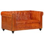 Casa si Gradina - Mobilier - Canapele si coltare - Canapele - Canapea chesterfield cu 2 locuri, aramiu, piele naturala - Infinity.ro