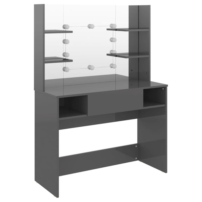 Casa si Gradina - Mobilier - Comode si corpuri - Masute de toaleta - Masa de machiaj cu lumini LED, gri lucios, 100x40x135 cm, MDF - Infinity.ro