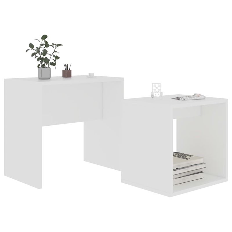 Casa si Gradina - Mobilier - Mese si birouri - Masute de cafea - Set masute de cafea, alb, 48x30x45 cm, PAL - Infinity.ro