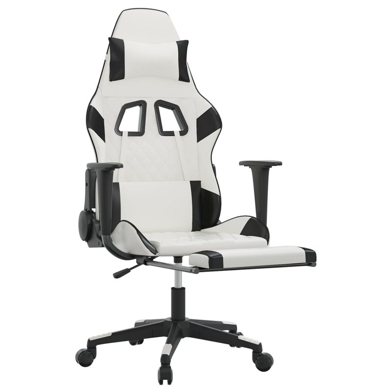 Casa si Gradina - Mobilier - Scaune si fotolii - Scaune - Scaun de gaming de masaj alb/negru piele eco - Infinity.ro
