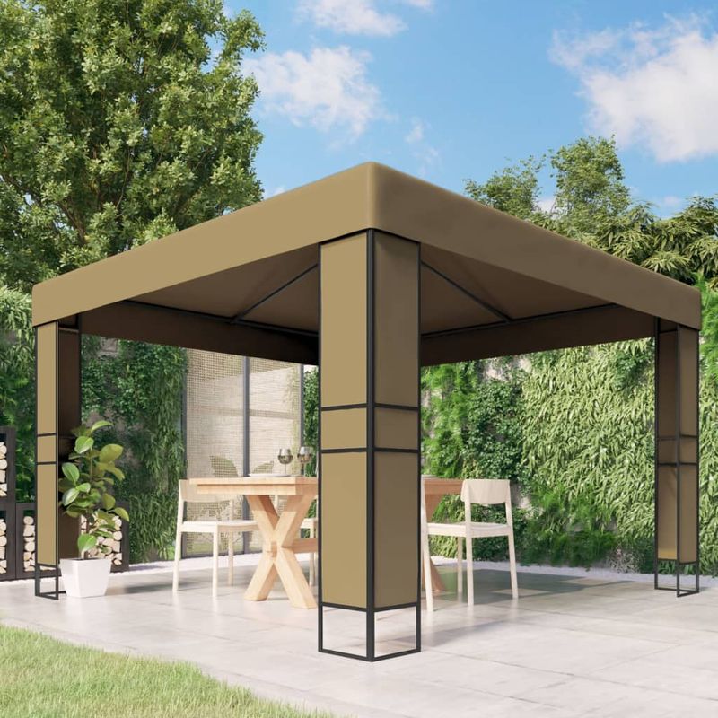 Casa si Gradina - Gradina si terasa - Umbrele si pavilioane - Pavilioane - Pavilion cu acoperis dublu, gri taupe, 3 x 3 x 2,7 m, 180 g/m² - Infinity.ro