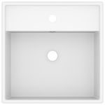 Casa si Gradina - Sanitare - Lavoar baie si accesorii - Lavoare si piedestale - Chiuveta lux cu preaplin, alb mat, 41x41 cm, ceramica, patrat - Infinity.ro