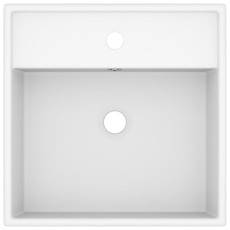 Casa si Gradina - Sanitare - Lavoar baie si accesorii - Lavoare si piedestale - Chiuveta lux cu preaplin, alb mat, 41x41 cm, ceramica, patrat - Infinity.ro