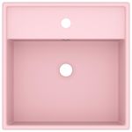 Casa si Gradina - Sanitare - Lavoar baie si accesorii - Lavoare si piedestale - Chiuveta lux cu preaplin, roz mat, 41x41 cm, ceramica, patrat - Infinity.ro