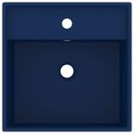 Casa si Gradina - Sanitare - Lavoar baie si accesorii - Lavoare si piedestale - Chiuveta lux cu preaplin albastru mat 41x41cm ceramica patrat - Infinity.ro