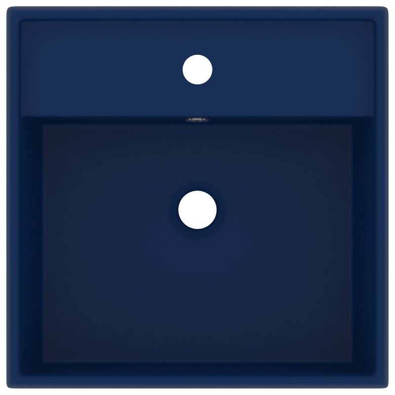 Casa si Gradina - Sanitare - Lavoar baie si accesorii - Lavoare si piedestale - Chiuveta lux cu preaplin albastru mat 41x41cm ceramica patrat - Infinity.ro