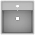 Casa si Gradina - Sanitare - Lavoar baie si accesorii - Lavoare si piedestale - Chiuveta lux cu preaplin, gri deschis mat 41x41 cm ceramica patrat - Infinity.ro